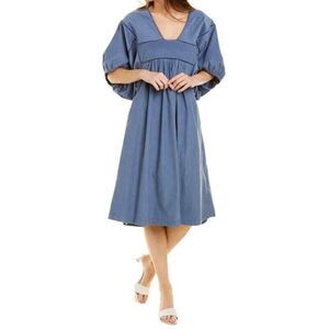 St. Roche NWT Lake Dress Midi Slate Blue Corduroy‎ Size XS MSRP $398